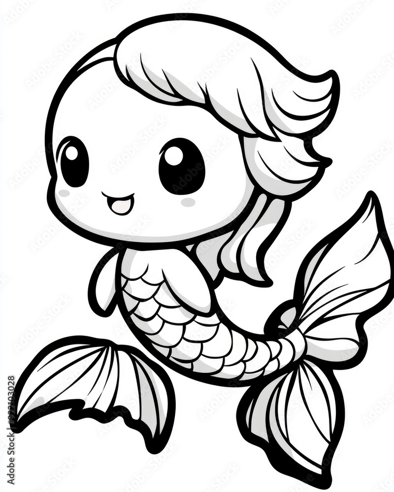 Cute Cartoon Mermaid with Big Eyes Cute Cartoon Mermaid with Big Eyes
