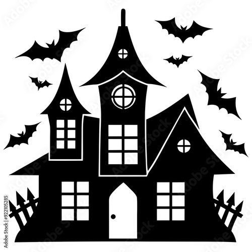 Halloween house icon silhouette vector illustration