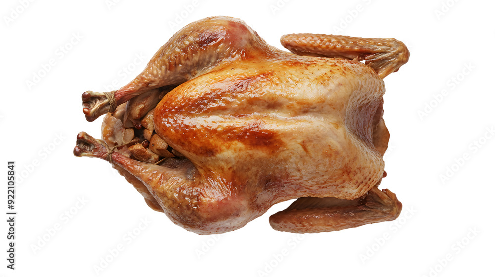 Thanksgiving roasted turkey, top view, isolated on white background Thanksgiving roasted turkey, top view, isolated on white background
