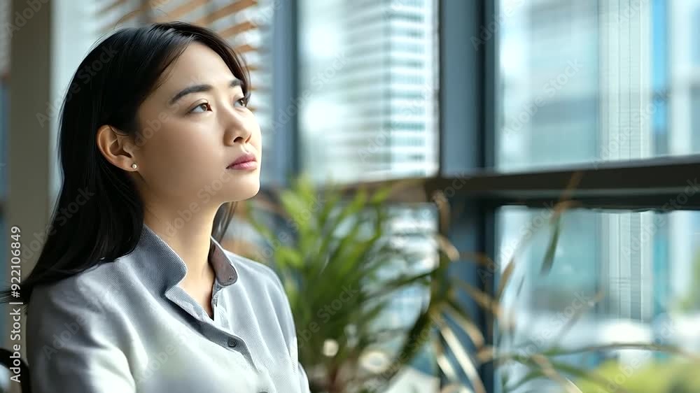 An inclusive workplace scene of a disabled Asian woman in a wheelchair An inclusive workplace scene of a disabled Asian woman in a wheelchair