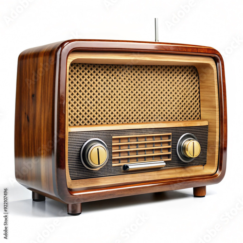 Vintage retro radio isolated on white background