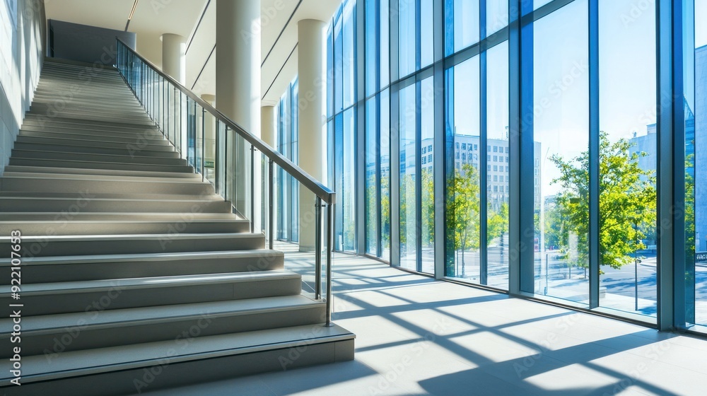 Obraz premium Modern Staircase with a Glass Wall