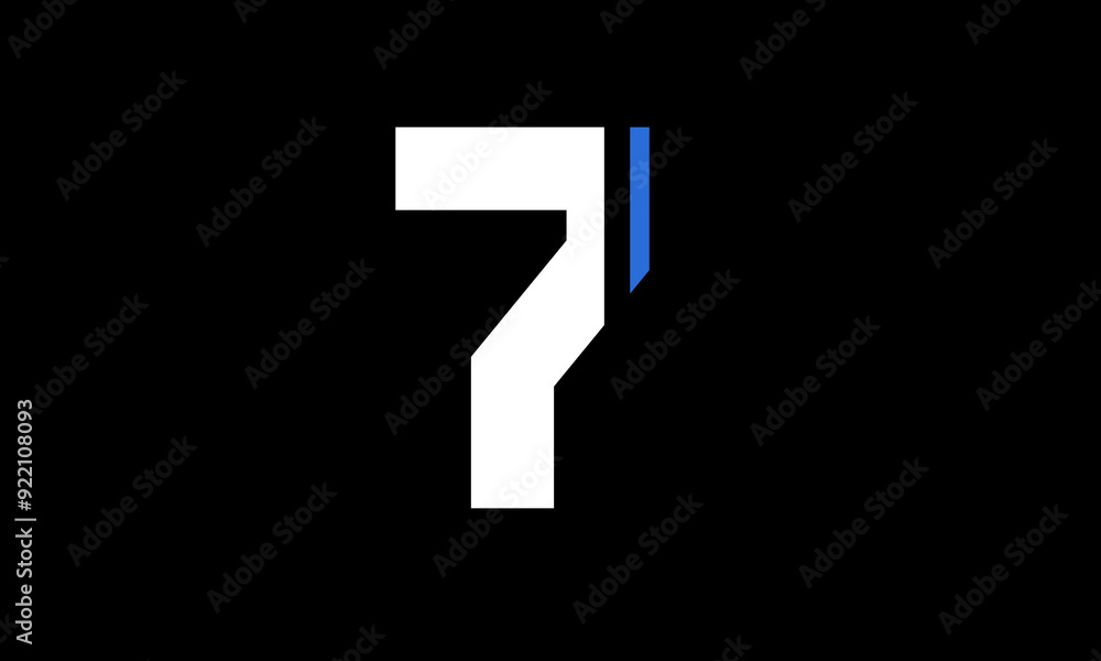 7 Blue White Line Number Modern Logo 7 Blue White Line Number Modern Logo