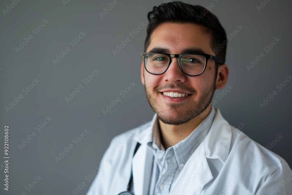 Happy, headshot, and guy doctor with optics and wellness glasses in studio. White background, smile, confidence, and headshot of an Indian man healthcare professional with glasses. Happy, headshot, and guy doctor with optics and wellness glasses in studio. White background, smile, confidence, and headshot of an Indian man healthcare professional with glasses.