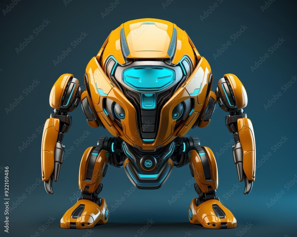Shiny metallic robot flat design, top view, futuristic theme, 3D render, Complementary Color Scheme Shiny metallic robot flat design, top view, futuristic theme, 3D render, Complementary Color Scheme