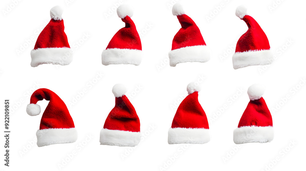 Santa Claus hats, isolated on white background Santa Claus hats, isolated on white background