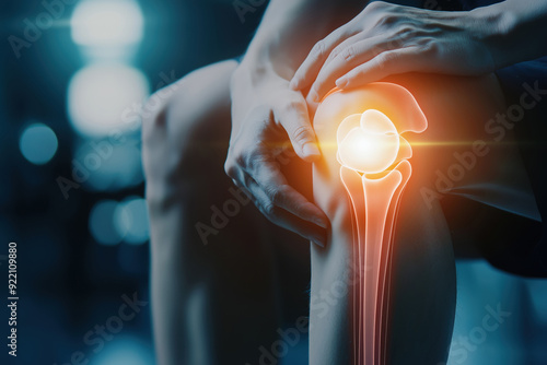 Glowing Knee Joint Anatomy Human Touch Visualization