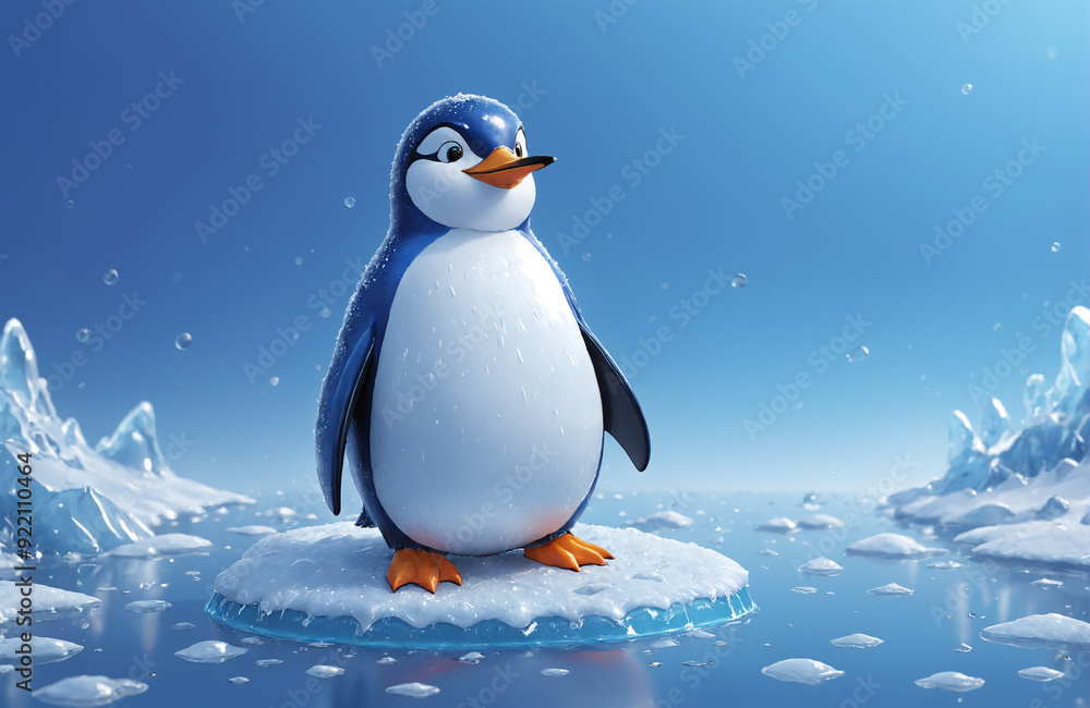3d render of cartoon penguin in realistic ice background 3d render of cartoon penguin in realistic ice background
