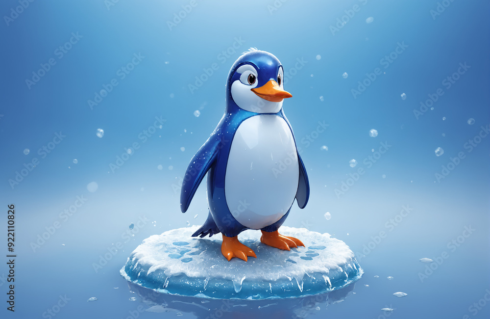 3d render of cartoon penguin in realistic ice background 3d render of cartoon penguin in realistic ice background