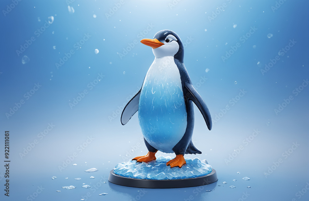 3d render of cartoon penguin in realistic ice background 3d render of cartoon penguin in realistic ice background