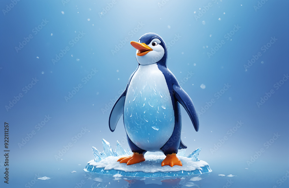 3d render of cartoon penguin in realistic ice background 3d render of cartoon penguin in realistic ice background