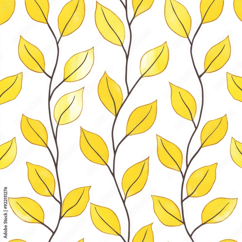 Watercolor Yellow Leaves Seamless Pattern Watercolor Yellow Leaves Seamless Pattern