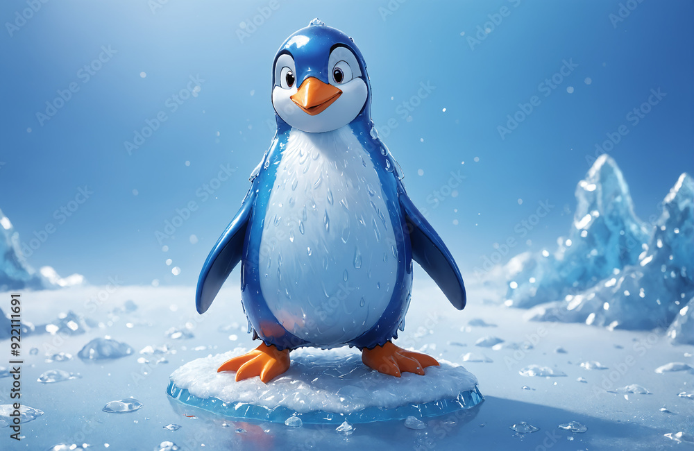 3d render of cartoon penguin in realistic ice background 3d render of cartoon penguin in realistic ice background