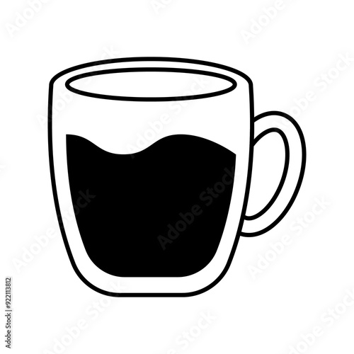 Free Download Illustration showing a black coffee cup icon on a white background - GFXLoad