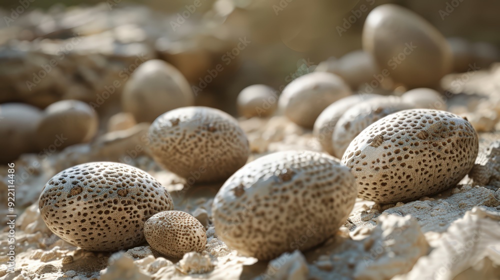 Closeup of Textured Stones in Sandy Environment Closeup of Textured Stones in Sandy Environment