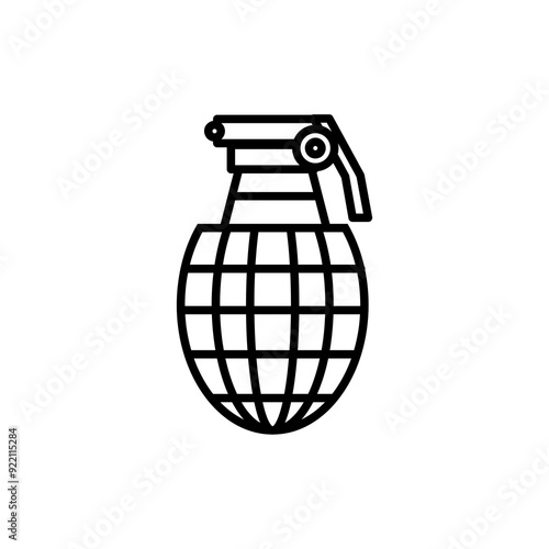 Hand grenade icon, filled vector flat black illustration for web and app on white background..eps