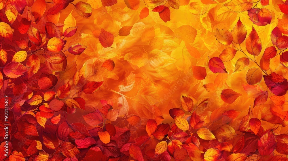 A colorful autumn leaves background with vibrant reds, oranges, and yellows, capturing the essence of fall A colorful autumn leaves background with vibrant reds, oranges, and yellows, capturing the essence of fall