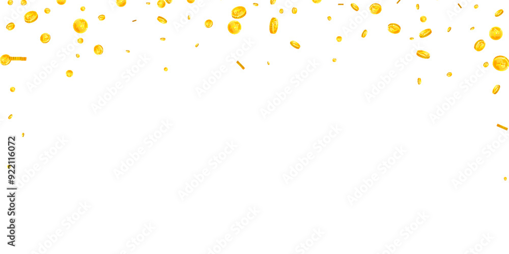 Indian rupee coins falling. Scattered gold INR Indian rupee coins falling. Scattered gold INR