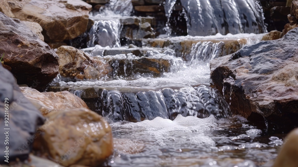 A crystal-clear waterfall cascading over rocks, symbolizing the flow of life and the power of success A crystal-clear waterfall cascading over rocks, symbolizing the flow of life and the power of success