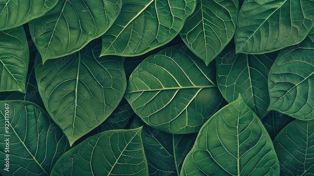 A fresh green leaf pattern background with intricate veins and a natural, organic feel A fresh green leaf pattern background with intricate veins and a natural, organic feel