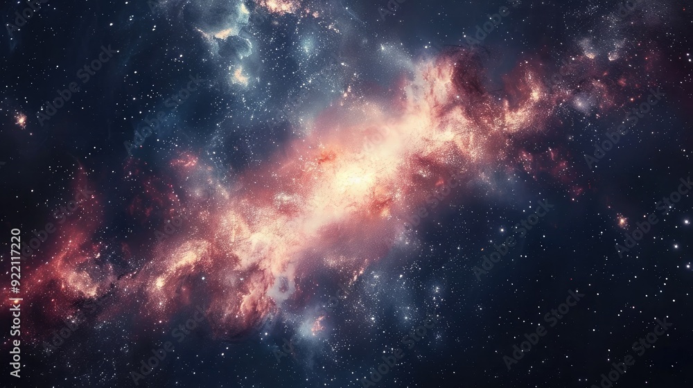 Fototapeta premium A galaxy-inspired background with swirling nebulae and bright stars, creating a sense of wonder and exploration