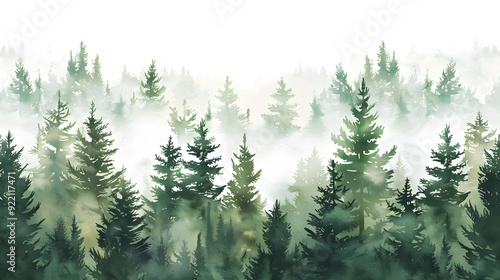 alpine forest watercolor pattern in a sparse duotone warm