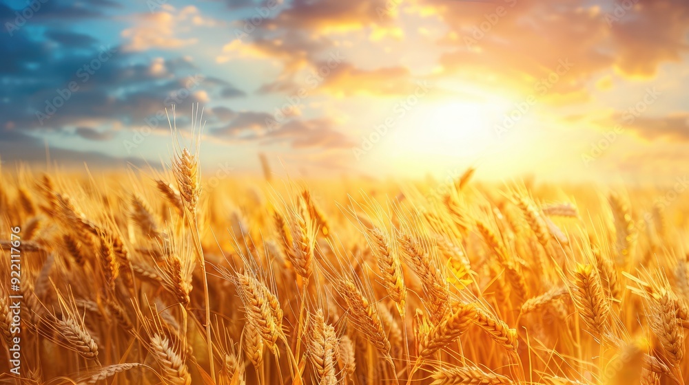 A harvest of golden wheat fields, representing abundance, prosperity, and the success of hard work A harvest of golden wheat fields, representing abundance, prosperity, and the success of hard work