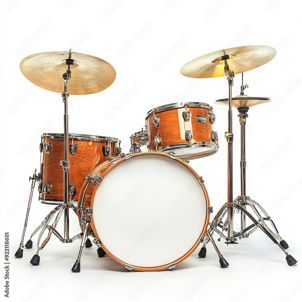 Isolated drum kit equipment on white background, perfect for music and entertainment projects Isolated drum kit equipment on white background, perfect for music and entertainment projects