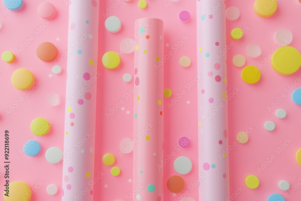 Pattern of Pills and Capsules on a Soft Pink Polka Dot Background Pattern of Pills and Capsules on a Soft Pink Polka Dot Background