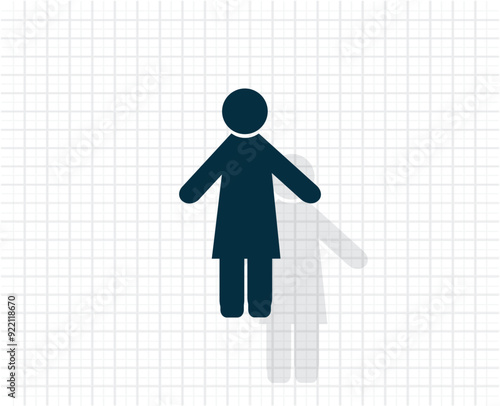 Vector dark color icon with shadow on light checkered background