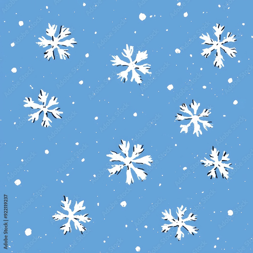 Winter Wonderland Abstract Snowflakes Pattern on Blue Background Winter Wonderland Abstract Snowflakes Pattern on Blue Background