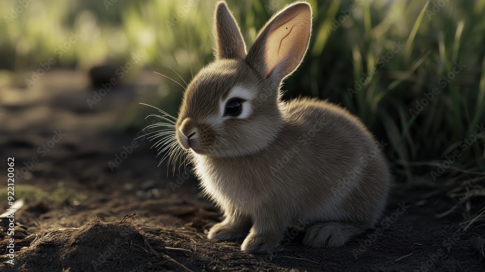 Fototapeta premium A Cute Little Bunny in the Grass