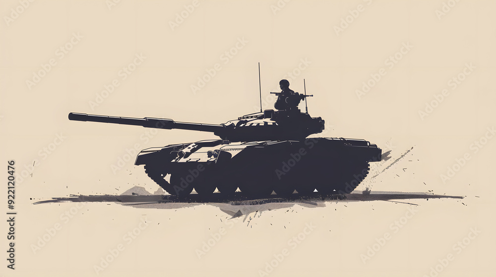 Fototapeta premium Minimalist Tank Silhouette Illustration.