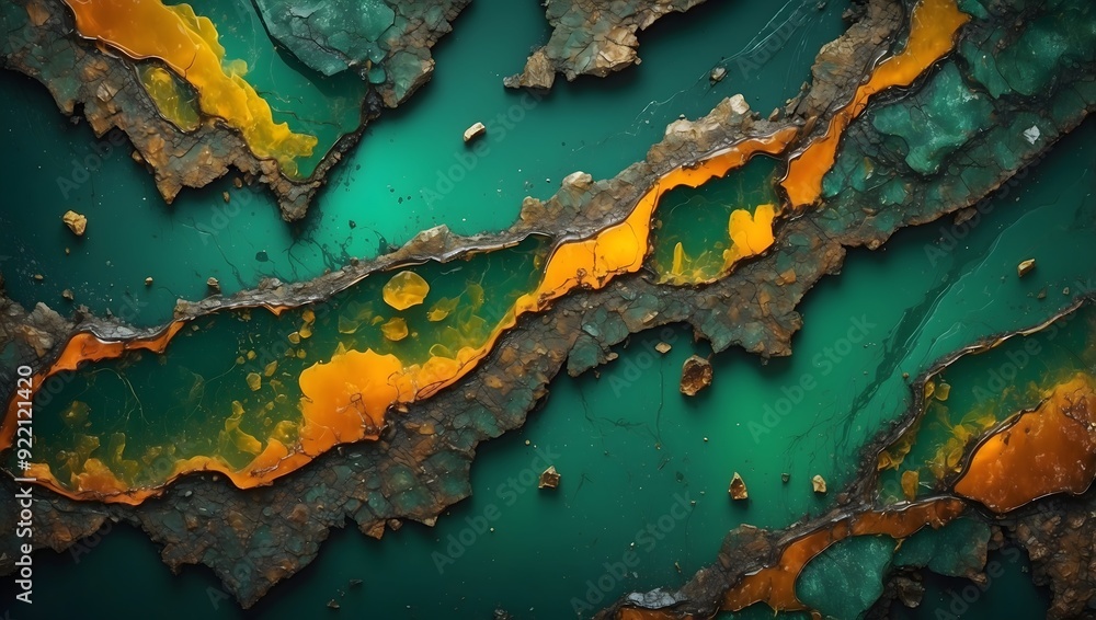 Hintergrundgrafik in den Farben des Meeres mit geschwungenen Formen in Goldgelb Hintergrundgrafik in den Farben des Meeres mit geschwungenen Formen in Goldgelb