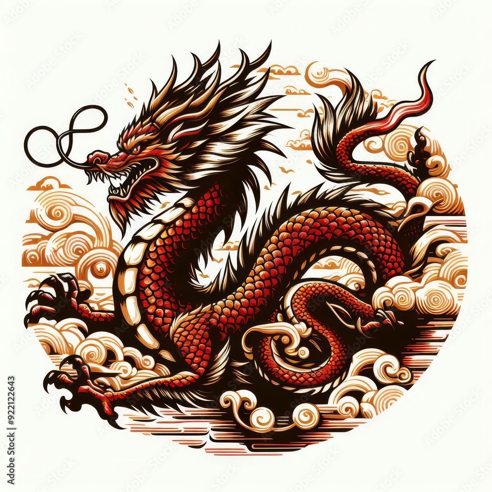 Fototapeta premium Dragon illustration,Dragon poster,Dragon banner,Dragon logo 