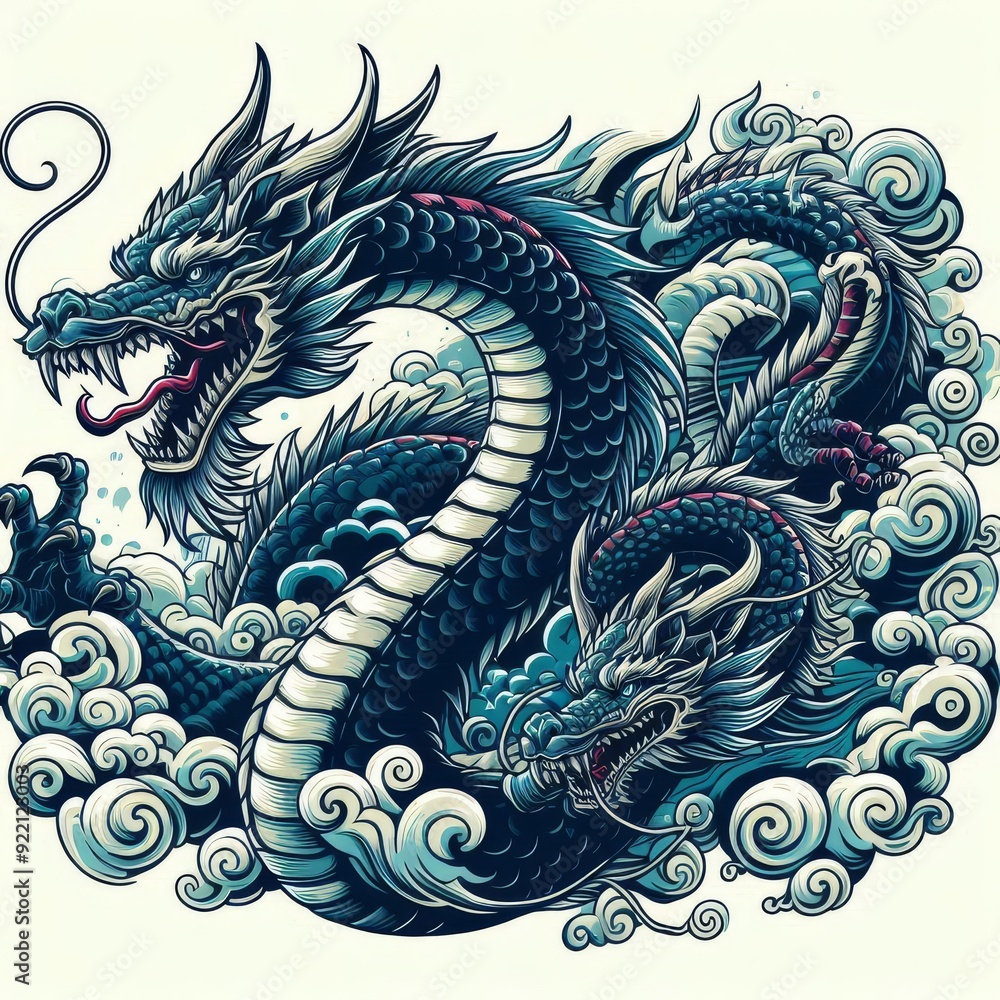 Fototapeta premium Dragon illustration,Dragon poster,Dragon banner,Dragon logo 
