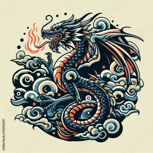 Dragon illustration,Dragon poster,Dragon banner,Dragon logo 