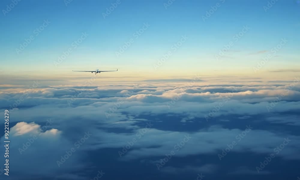 A spectacular pilot’s perspective: overflying just over the clouds with the view of the halo of the plane ahead. A spectacular pilot’s perspective: overflying just over the clouds with the view of the halo of the plane ahead.