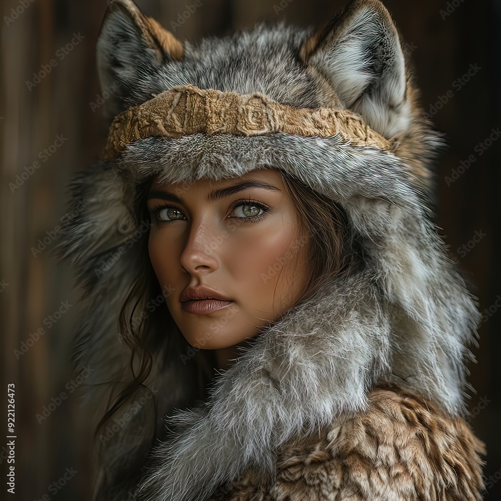 woman with a wolf's skin woman with a wolf's skin