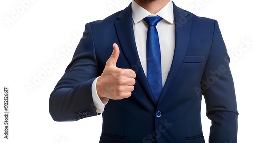 OK sign isolated on white background, close-up. Businessman showing thumb up as a sign of agreement. Concept: facial expressions of gestures, symbol of positive result.