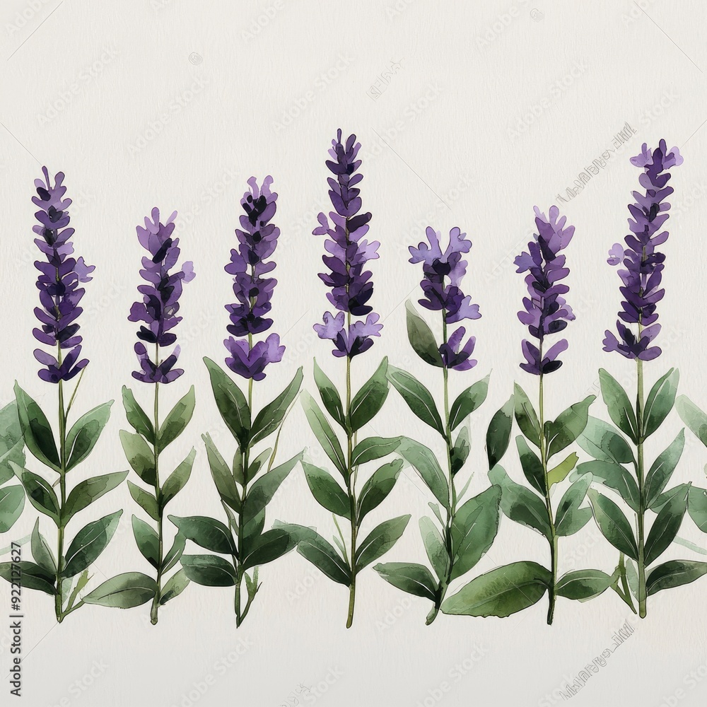 Naklejka premium Watercolor Lavender Border Illustration
