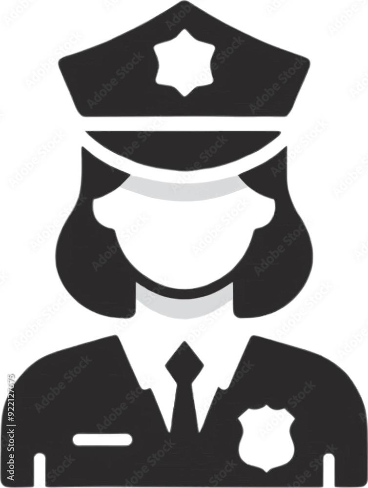 profession symbol logo police woman officer in black and white color profession symbol logo police woman officer in black and white color