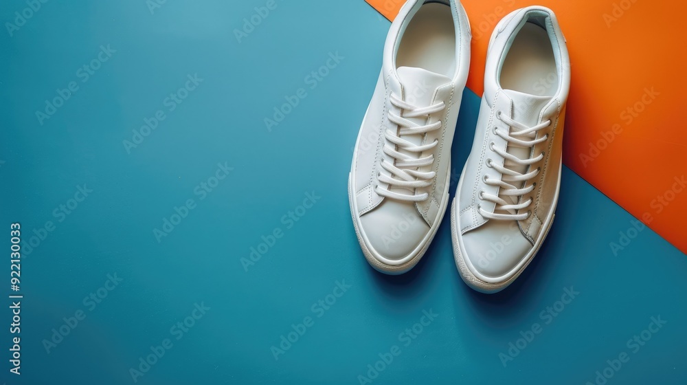 White Sneakers on a Colorful Background White Sneakers on a Colorful Background