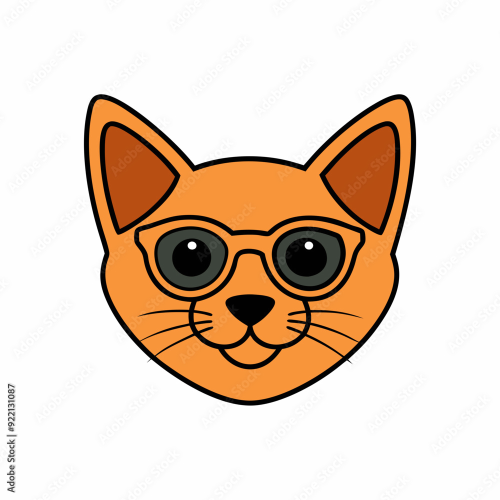 A cat's head wearing sunglasses art vector illustration A cat's head wearing sunglasses art vector illustration