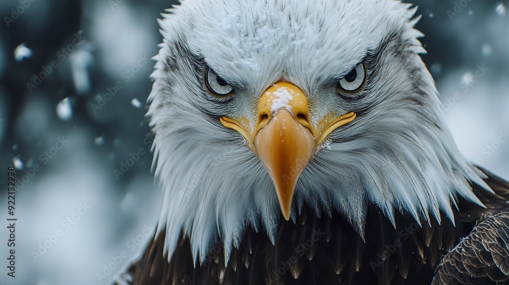 Obraz premium Close-Up Portrait of a Majestic Bald Eagle