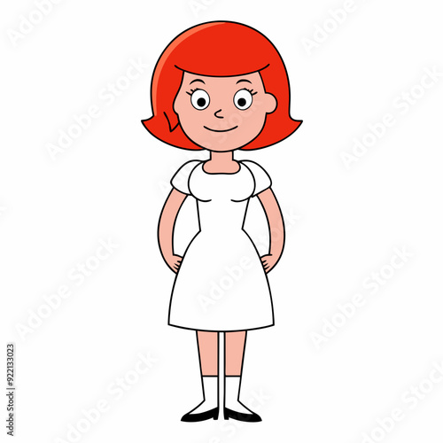 A red haired lady, art vector illustration