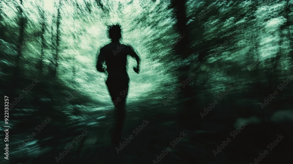 Silhouette of Runner in Motion Silhouette of Runner in Motion