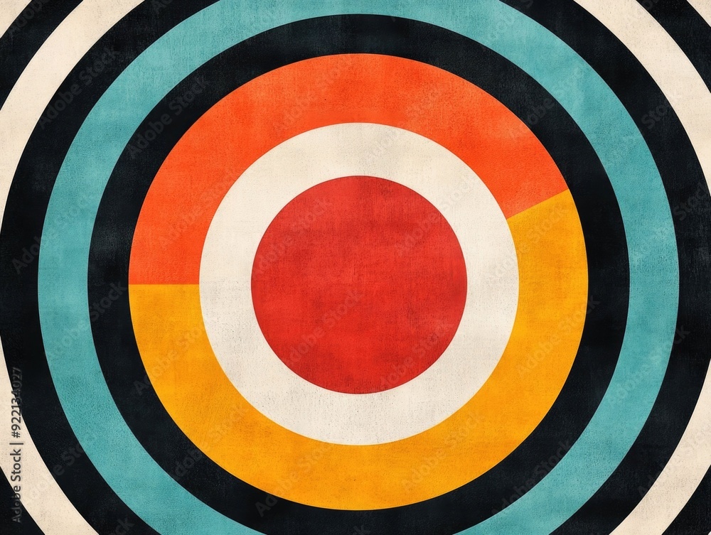 Visually striking abstract design featuring overlapping radial circles creating a starburst pattern in a mid century modern style Visually striking abstract design featuring overlapping radial circles creating a starburst pattern in a mid century modern style