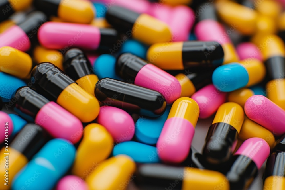A vibrant close up of multicolored capsules tightly packed together symbolizing the diversity abundance and complexity of pharmaceutical solutions available in modern healthcare A vibrant close up of multicolored capsules tightly packed together symbolizing the diversity abundance and complexity of pharmaceutical solutions available in modern healthcare