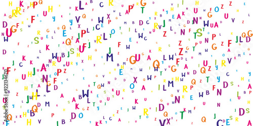 Flying latin letters. Colorful childish scattered